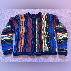 Vintage Aklanda cardigan retro 90s chunky3D  knit Large  new wool Coggi Style
